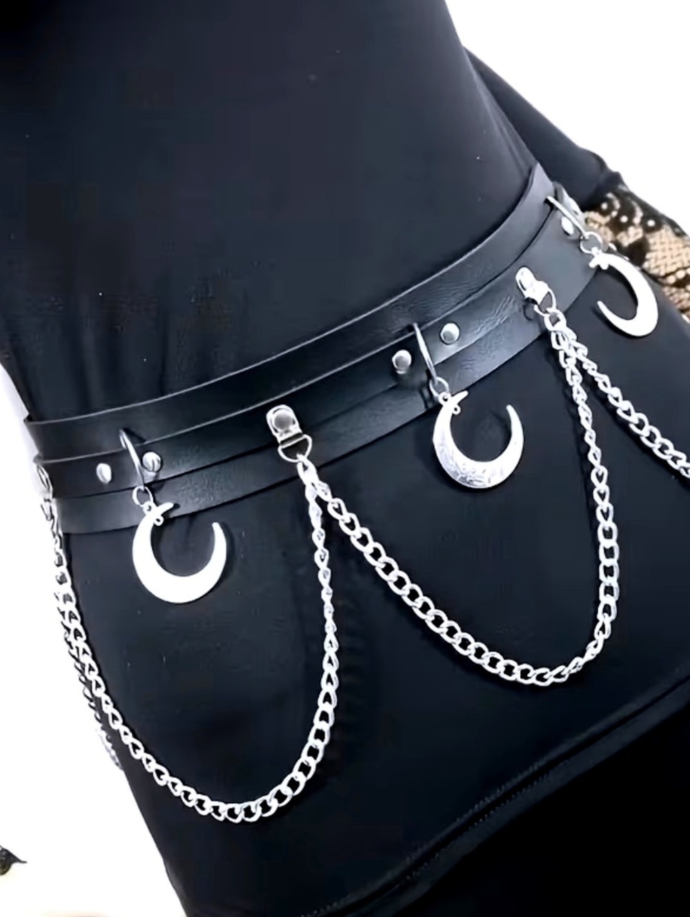 New - Sleek & Stylish -Faux Leather Charm Waist Belt